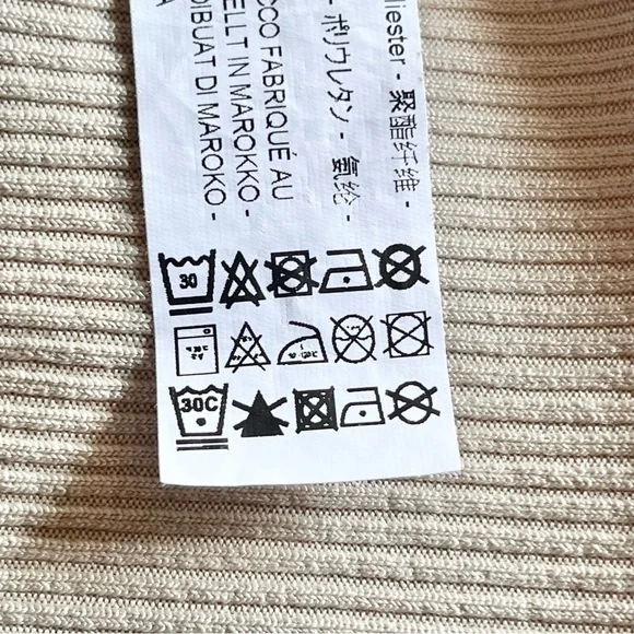 Zara Tan Ribbed Knit Ruched Drawstring Bodycon Dress Size S - Picture 14 of 15